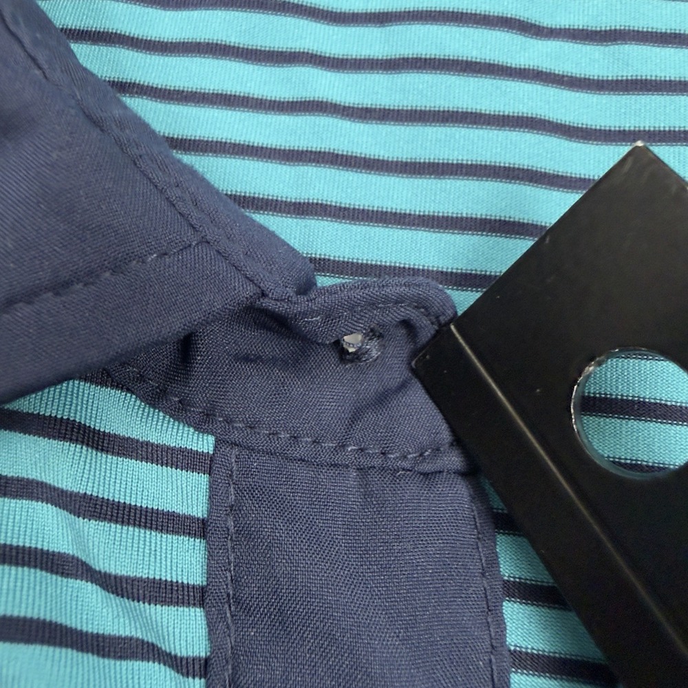 Ralph Lauren RLX Mens Polo Shirt Mens Medium Blue Striped Golf Carpe Diem - Picture 5 of 11
